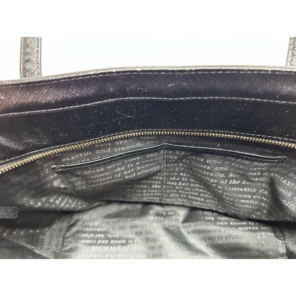 Vintage Kate Spade Black White Striped Large Structured Travel Tote Bag Classic - Picture 10 of 15